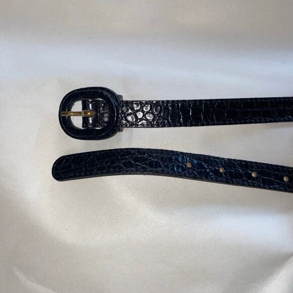 Banana Republic Black Croc Embossed Italian Leather Belt Size S Made in Turkey - Picture 4 of 5